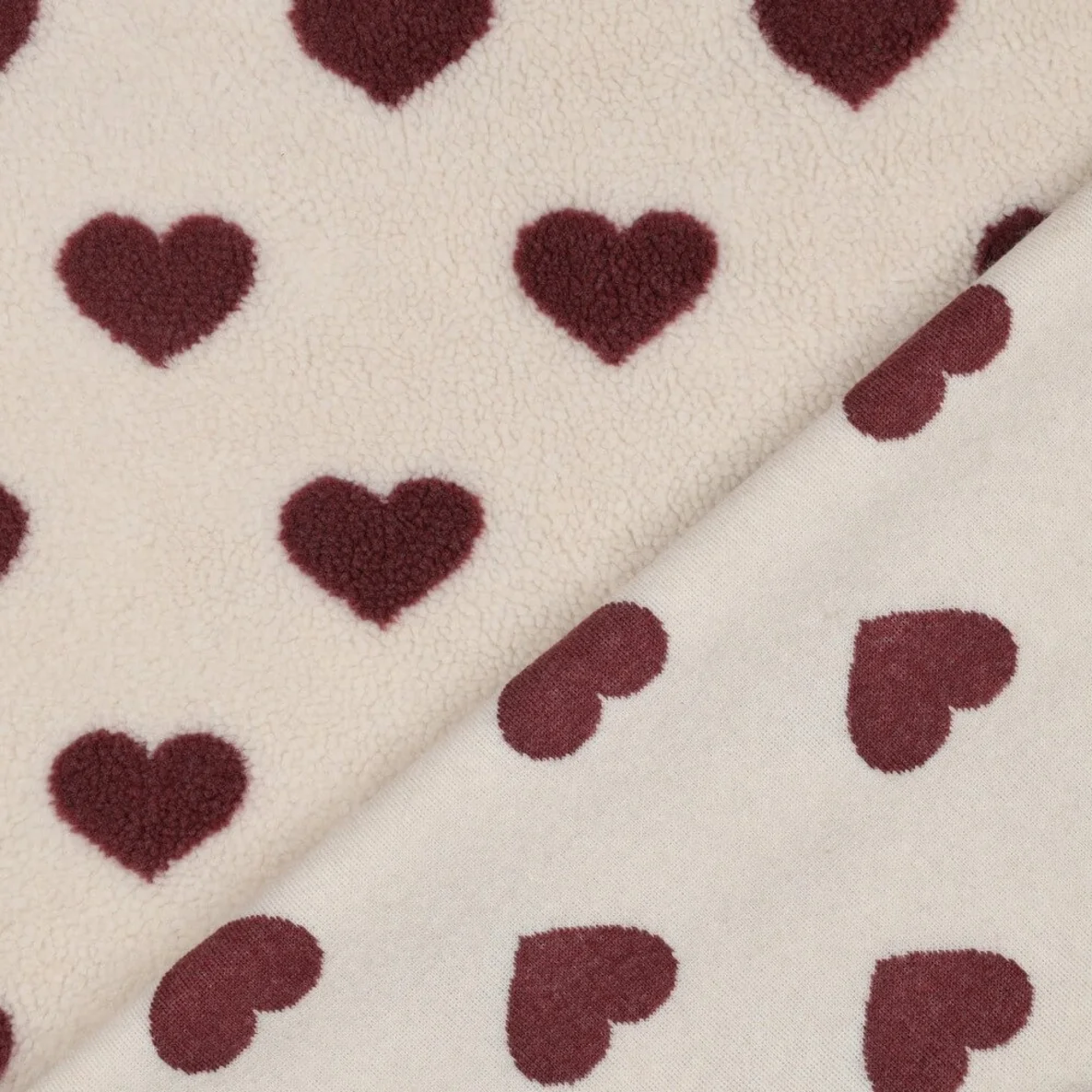 Teddyfleece Jacquard Herzen Helles Altrosa