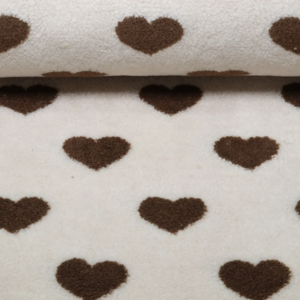 Teddyfleece Jacquard Herzen Helles Sand