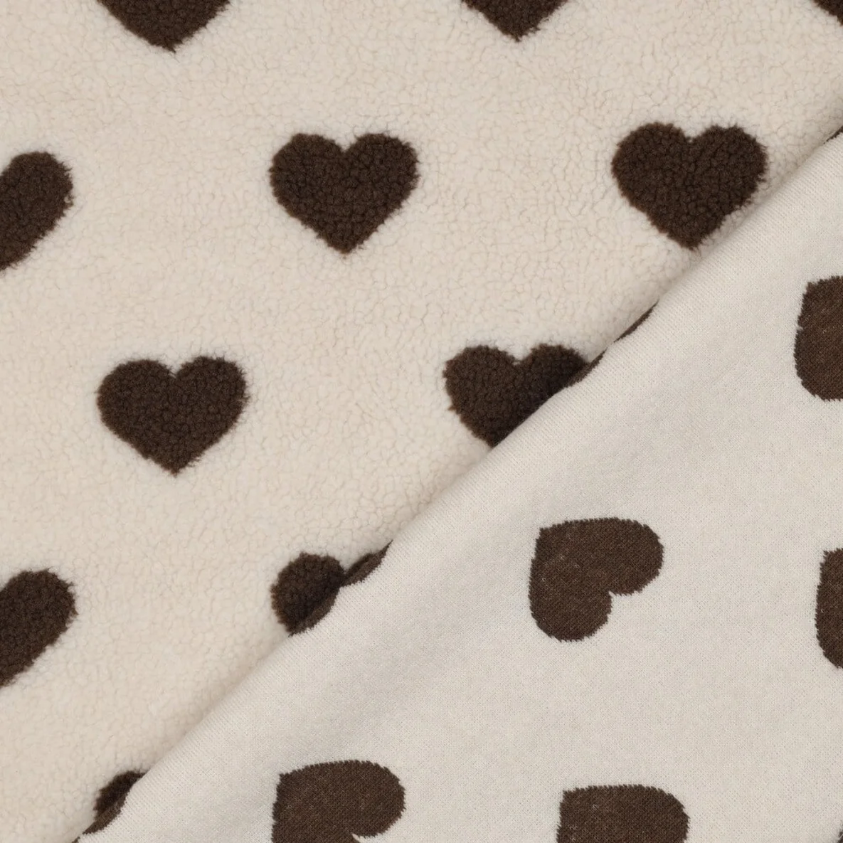 Teddyfleece Jacquard Herzen Helles Sand