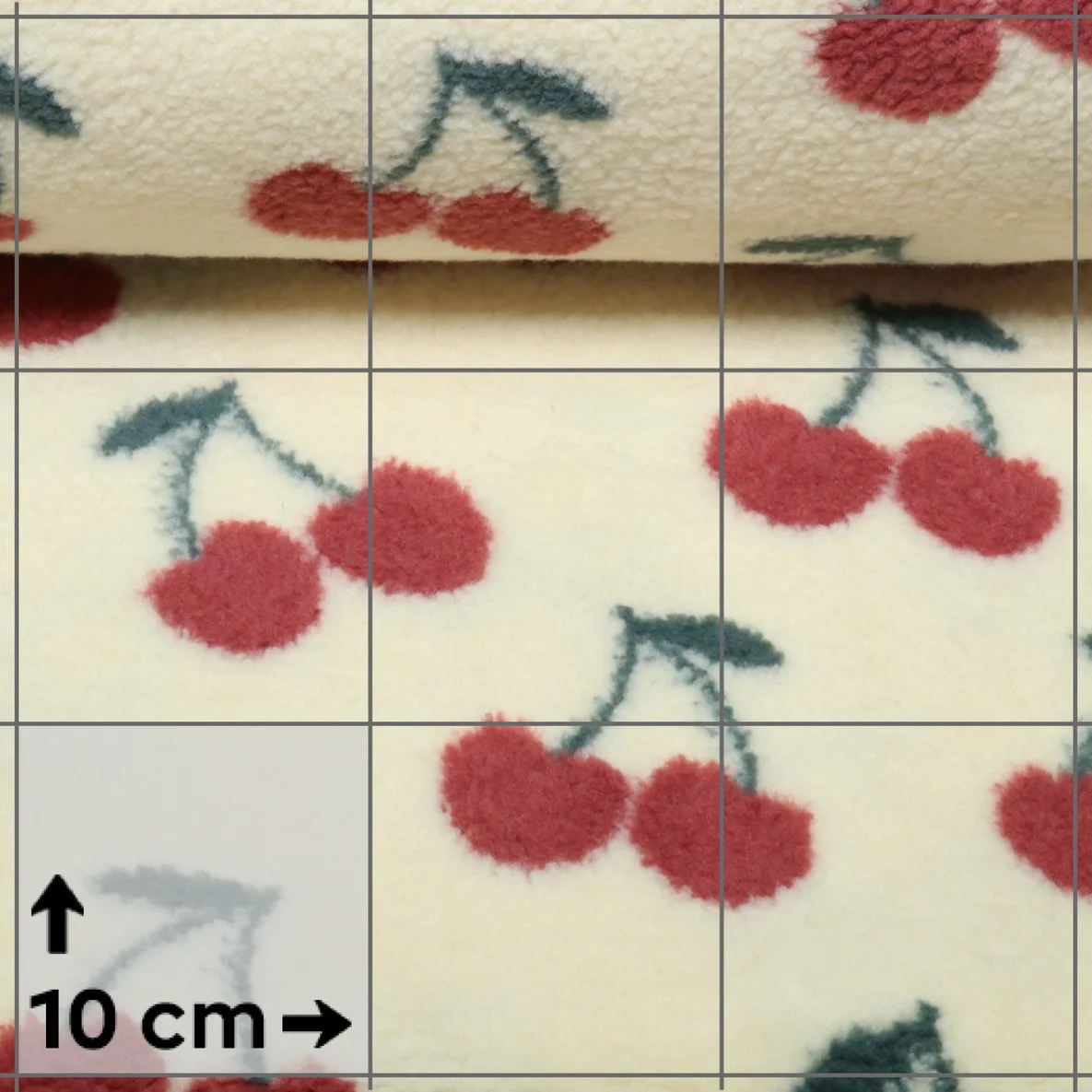 Teddyfleece Jacquard Kirschen Ecru