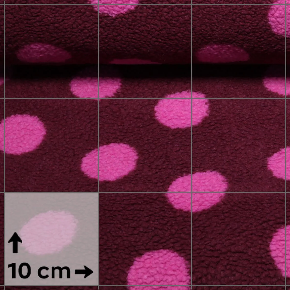 Teddyfleece Jacquard Punkte Bordeauxrot Pink