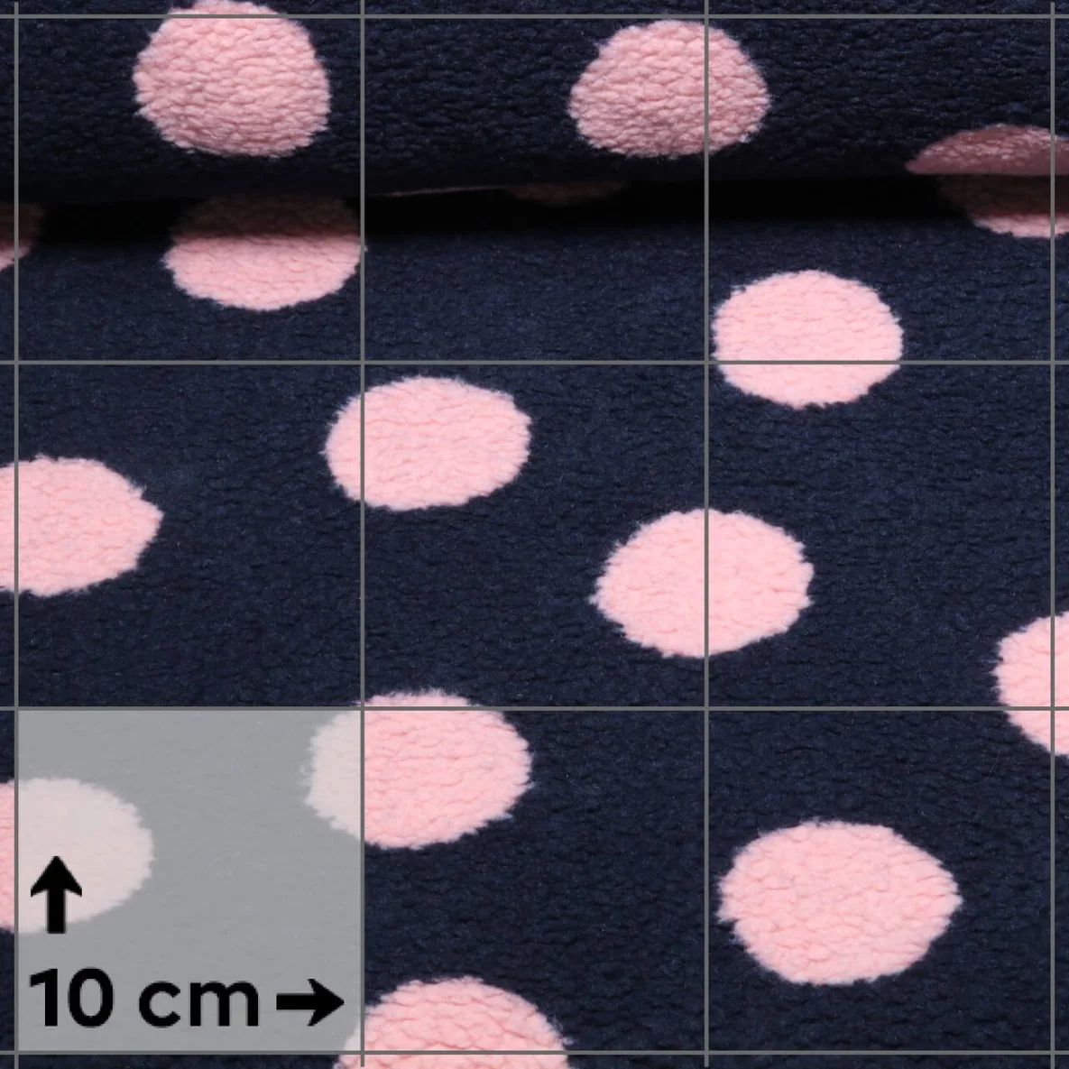 Teddyfleece Jacquard Punkte Marineblau Rosa