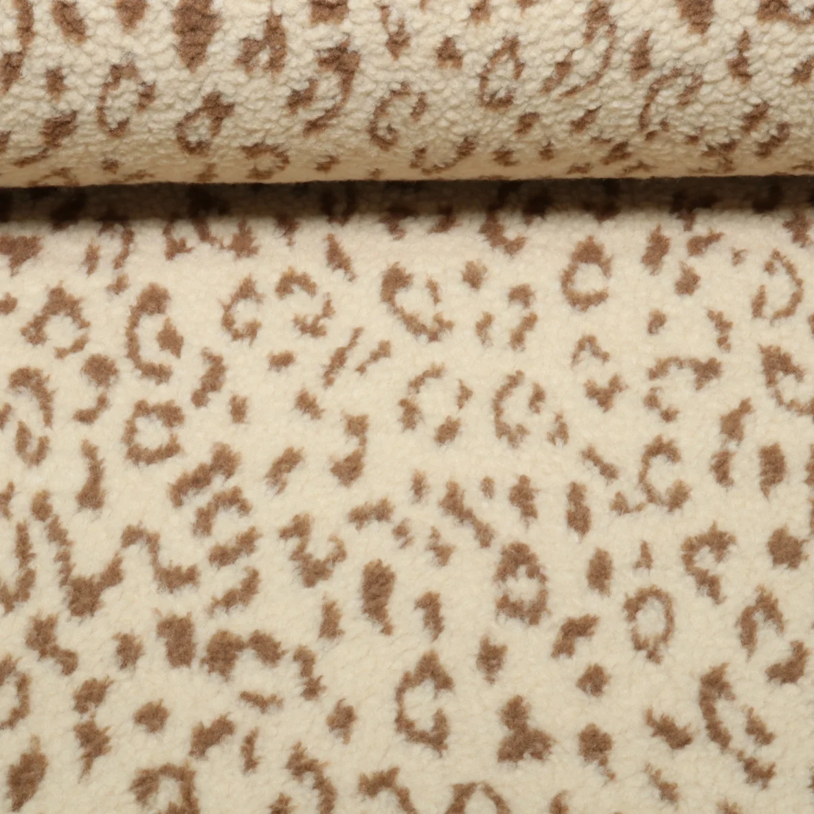 Teddyfleece Kleines Leomuster Beige Braun