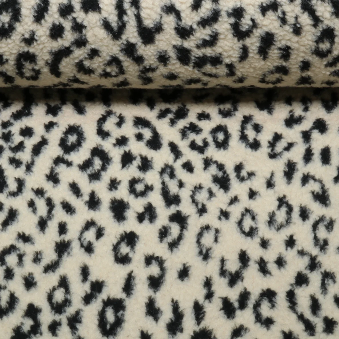 Teddyfleece Kleines Leomuster Beige Schwarz