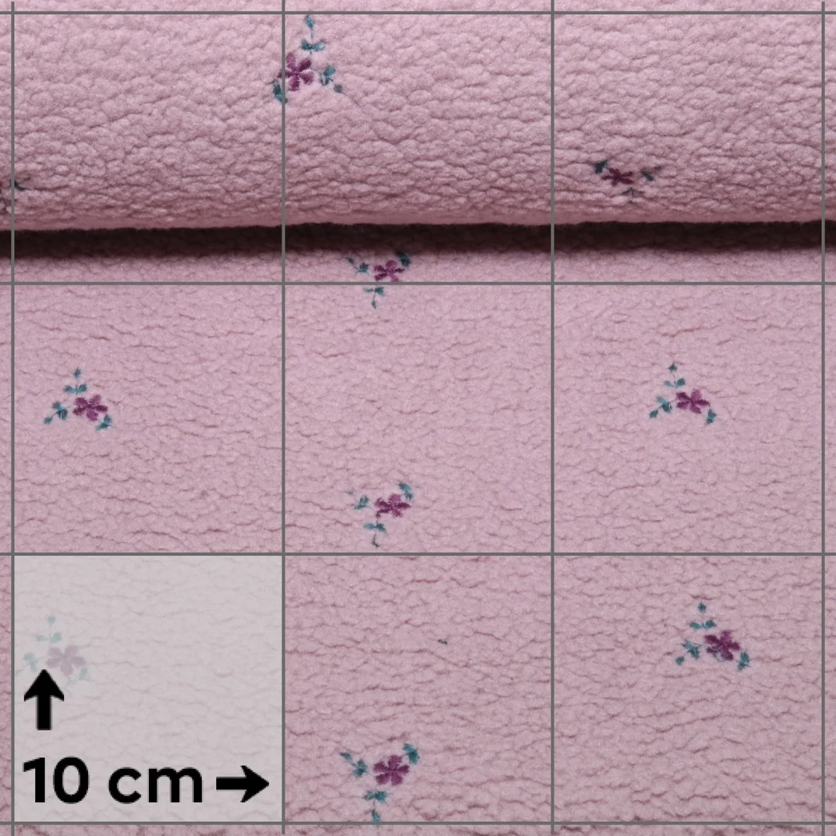 Teddyfleece Stickerei Blumen Mauve