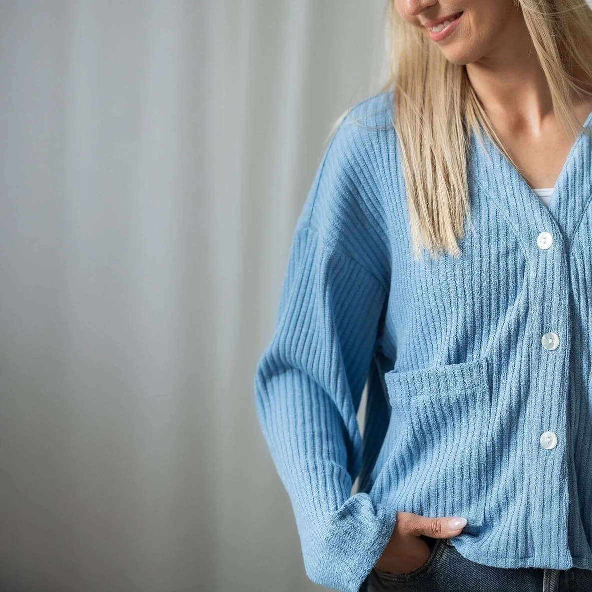 Vintage Strickjersey Hellblau