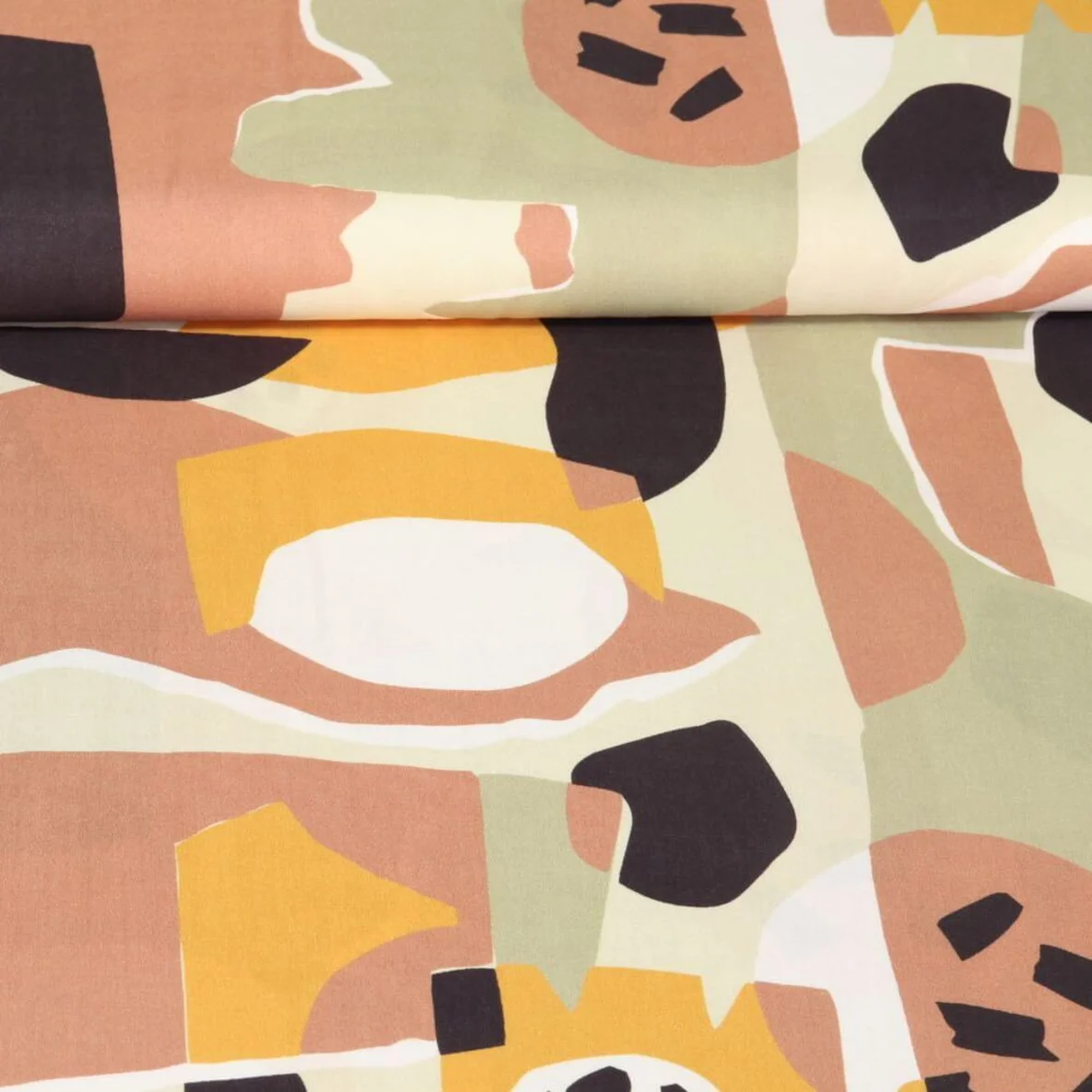 Viskose Abstrakt Beige EcoVero By Lenzing