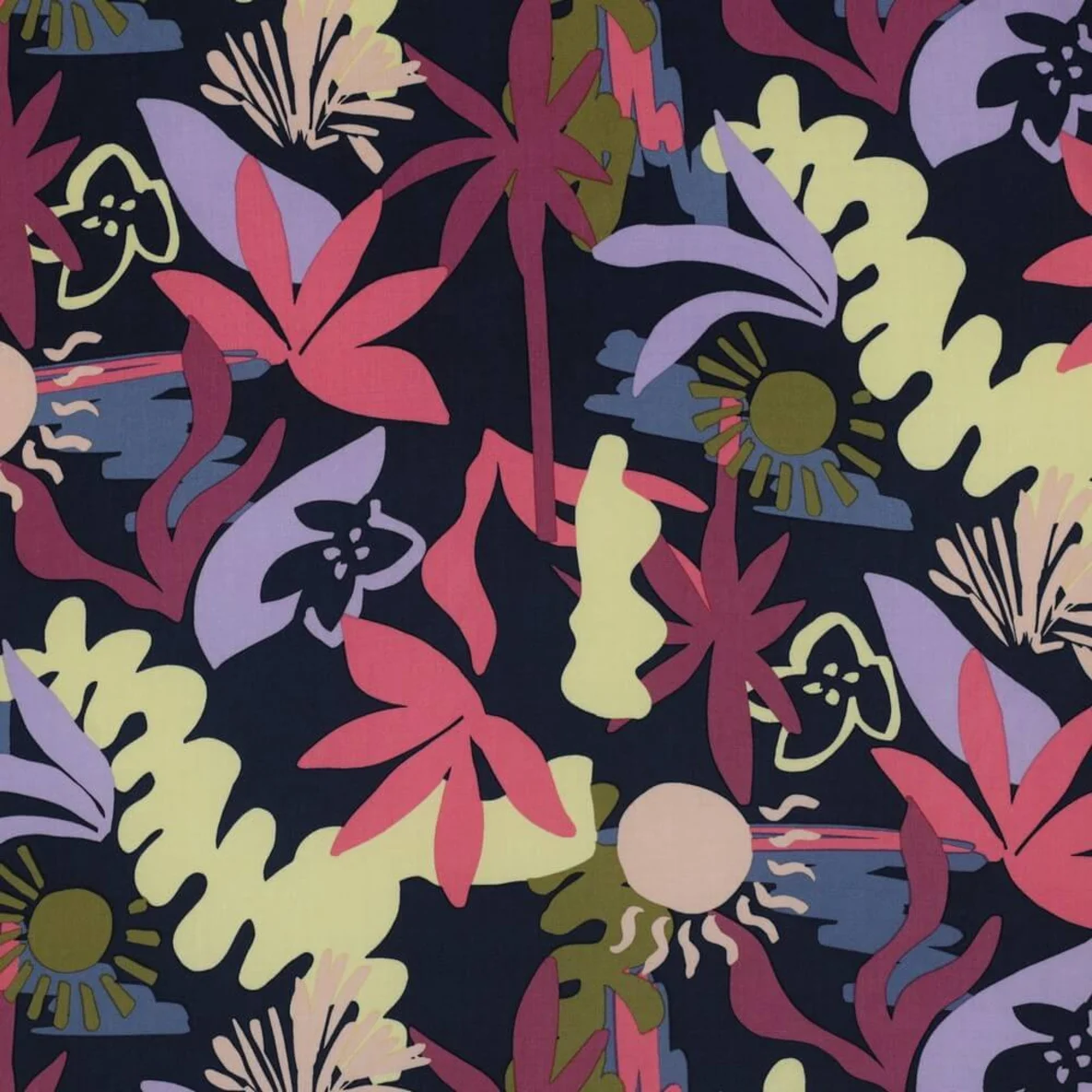 Viskose Blumen Marineblau Ecovero™