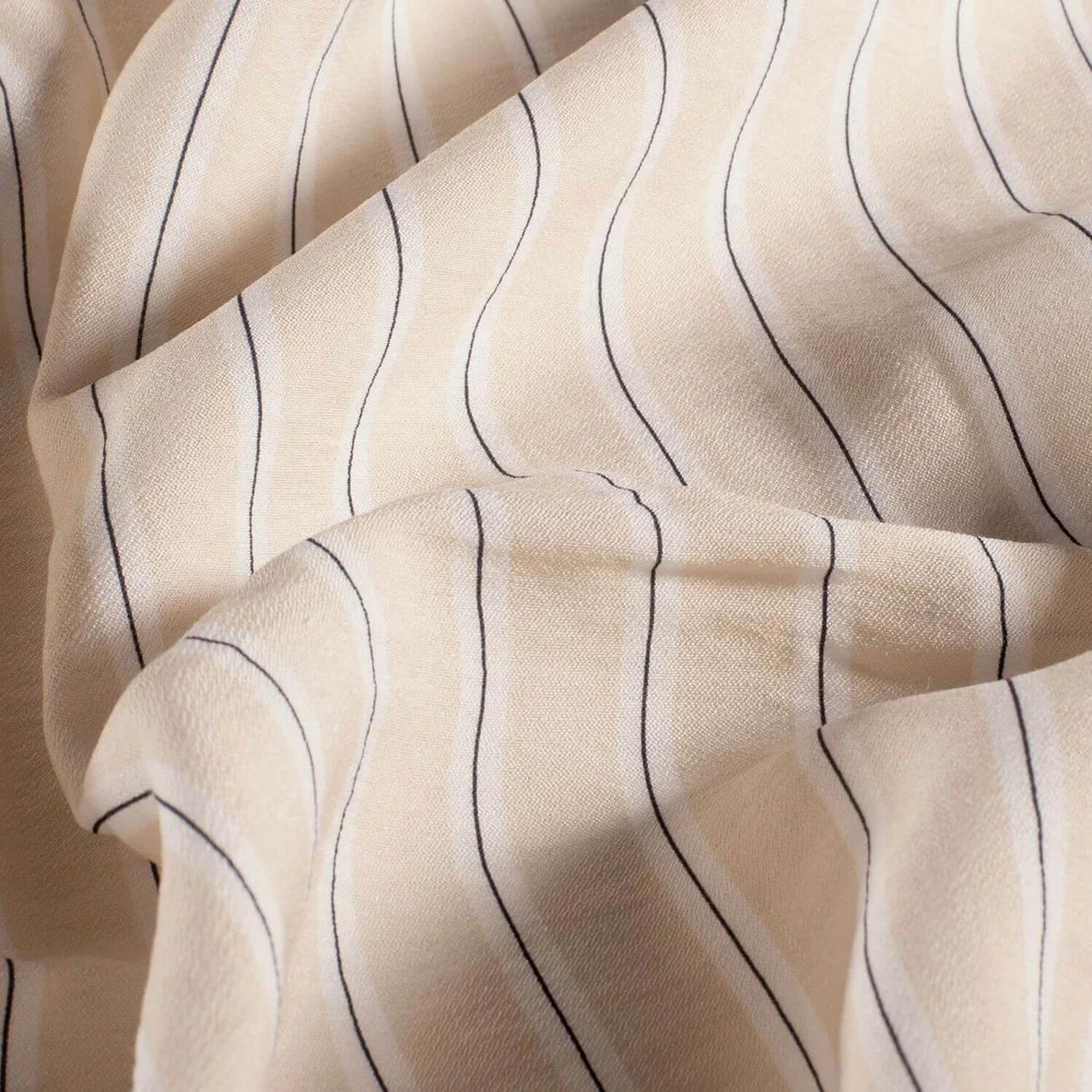 Viskose Crepe Streifen Beige