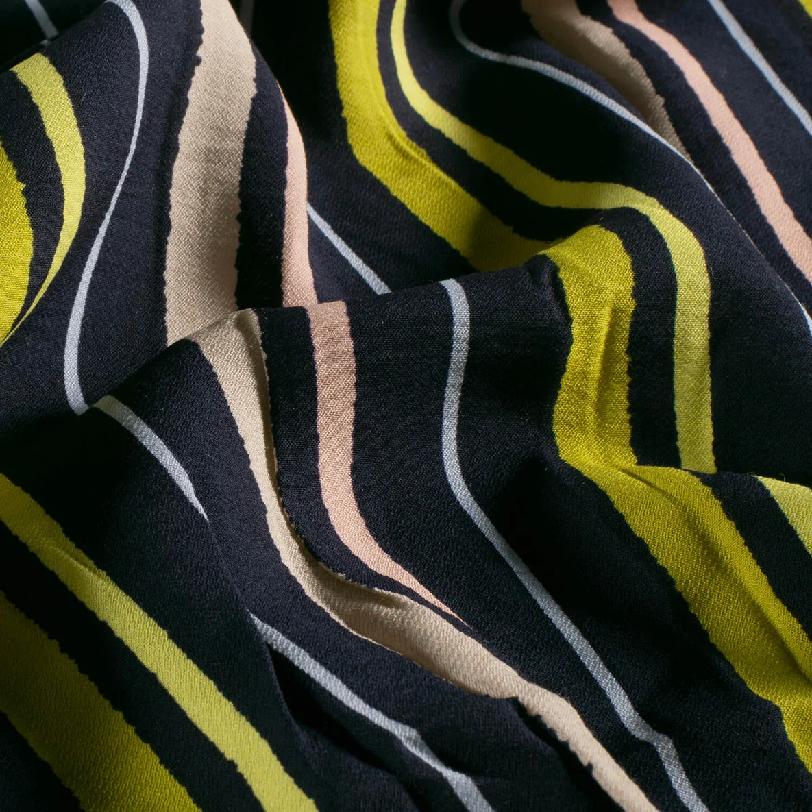 Viskose Crepe Streifen Mix Navy Grün