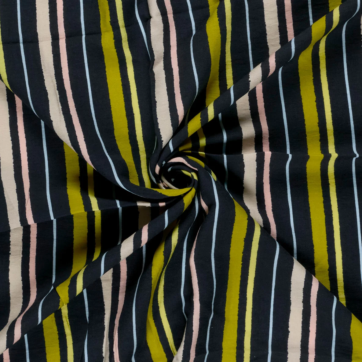 Viskose Crepe Streifen Mix Navy Grün