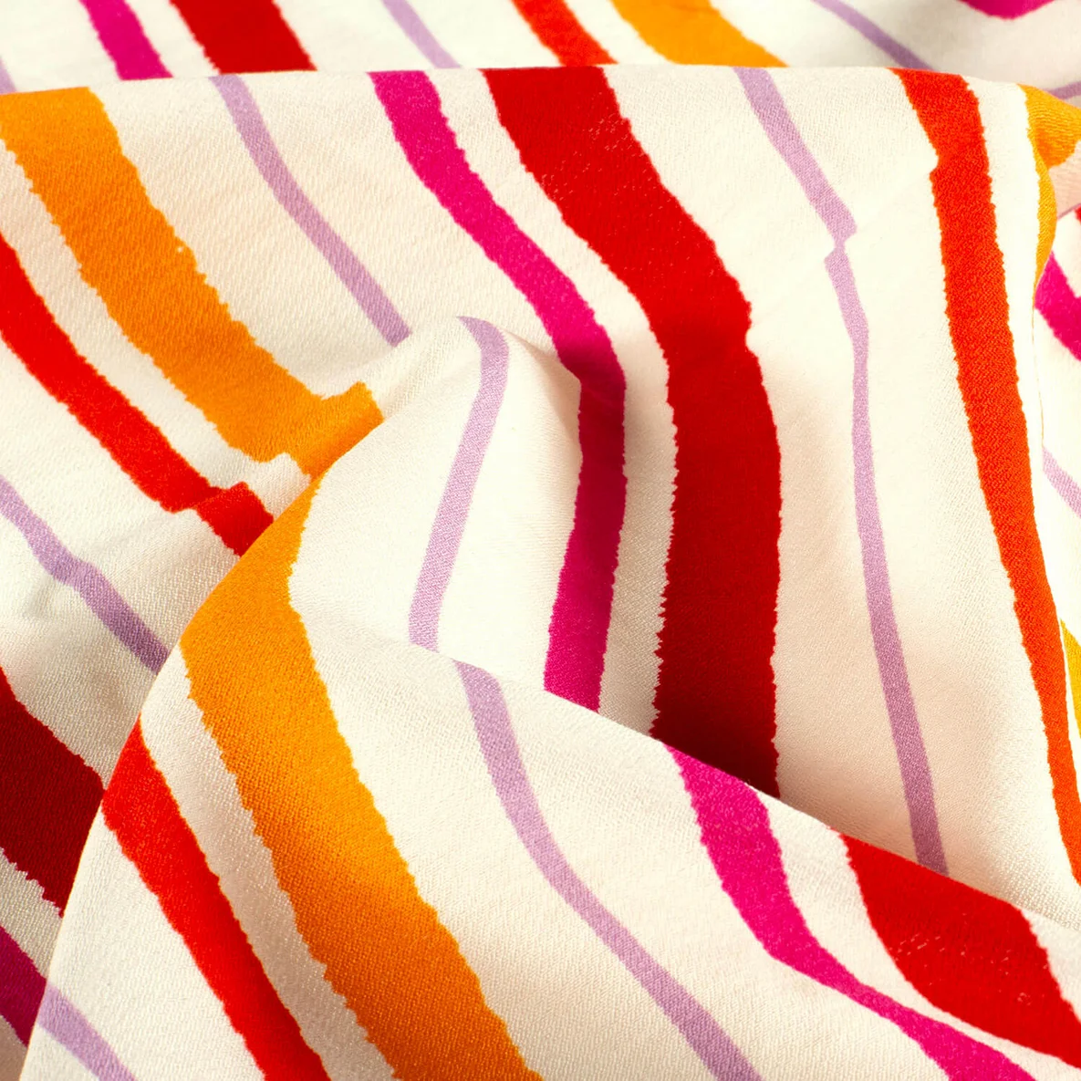 Viskose Crepe Streifen Mix Weiß Rot