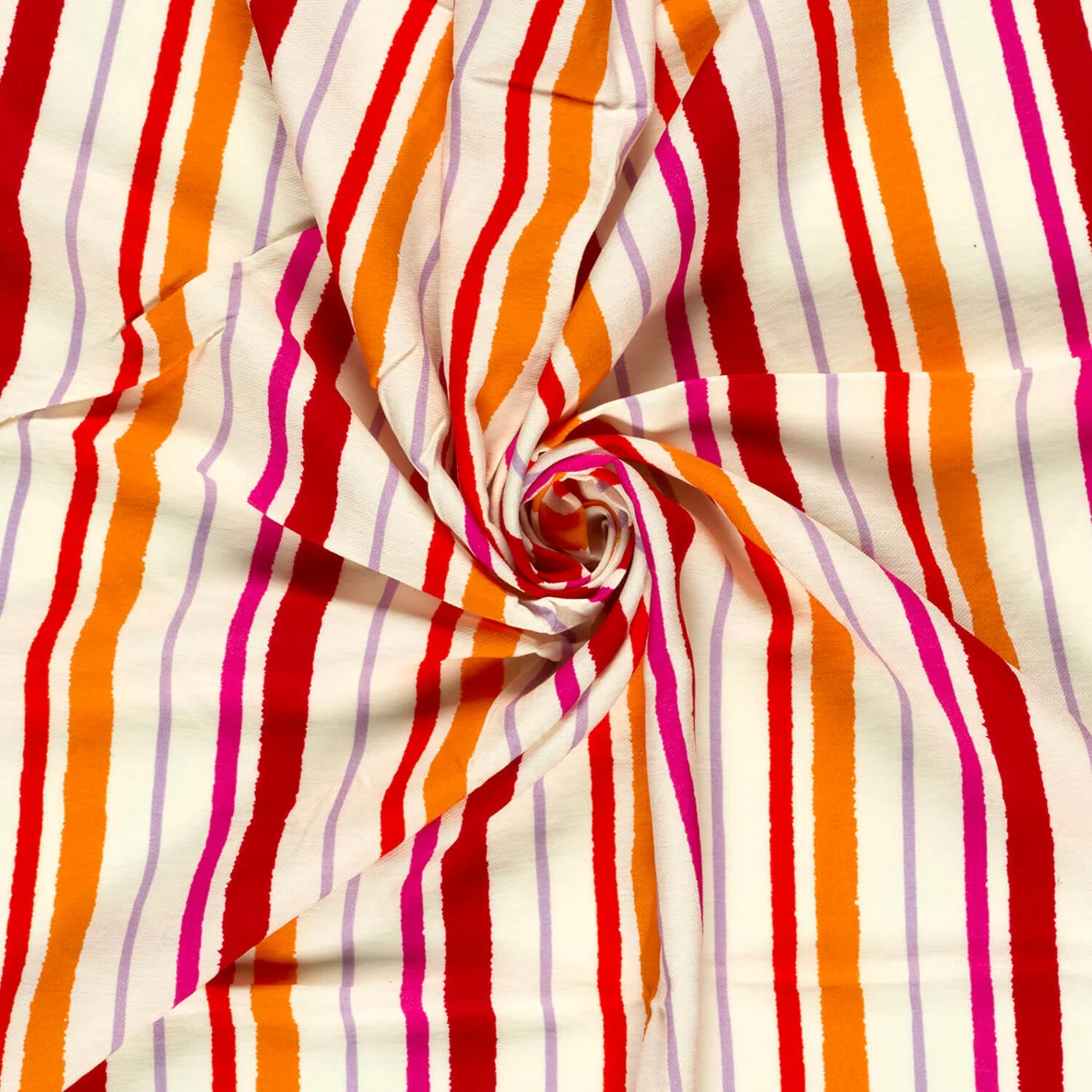 Viskose Crepe Streifen Mix Weiß Rot
