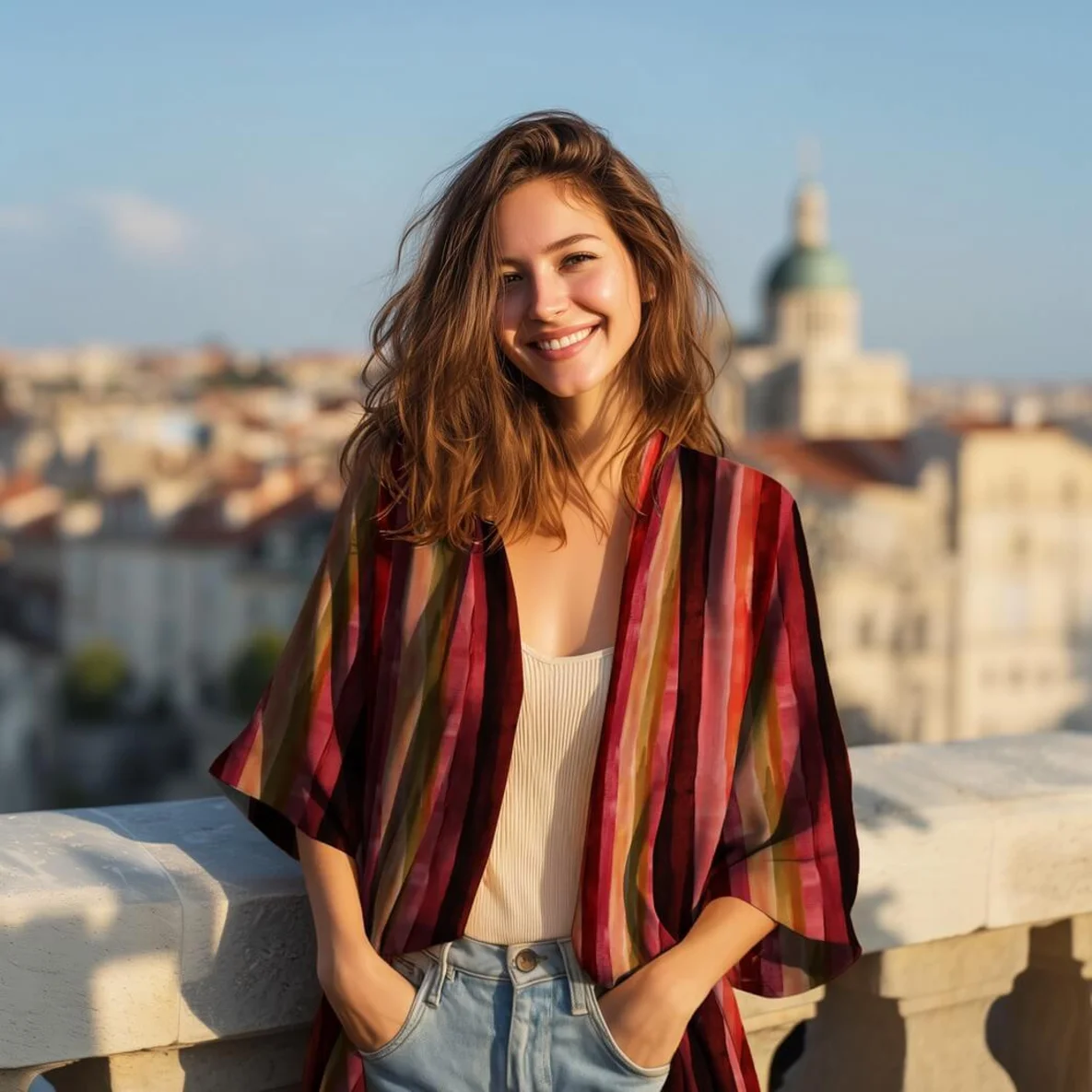 Viskose Digitaldruck Aquarellstreifen Bordeaux