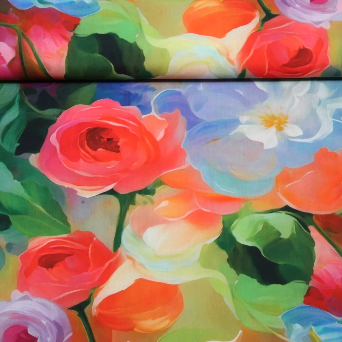 Viskose Digitaldruck Blumen Multicolor