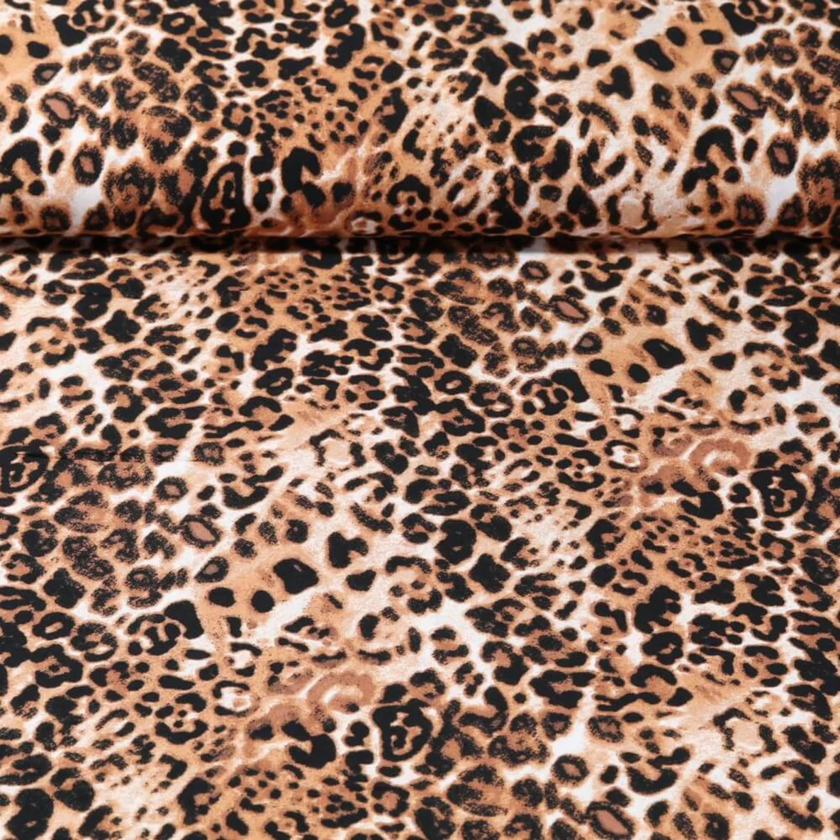 Viskose Gepardmuster Klein Beige Schwarz