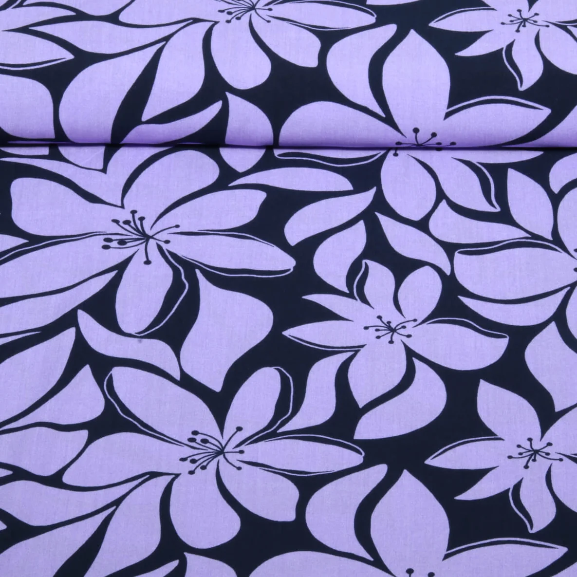 Viskose Große Blüten Navy