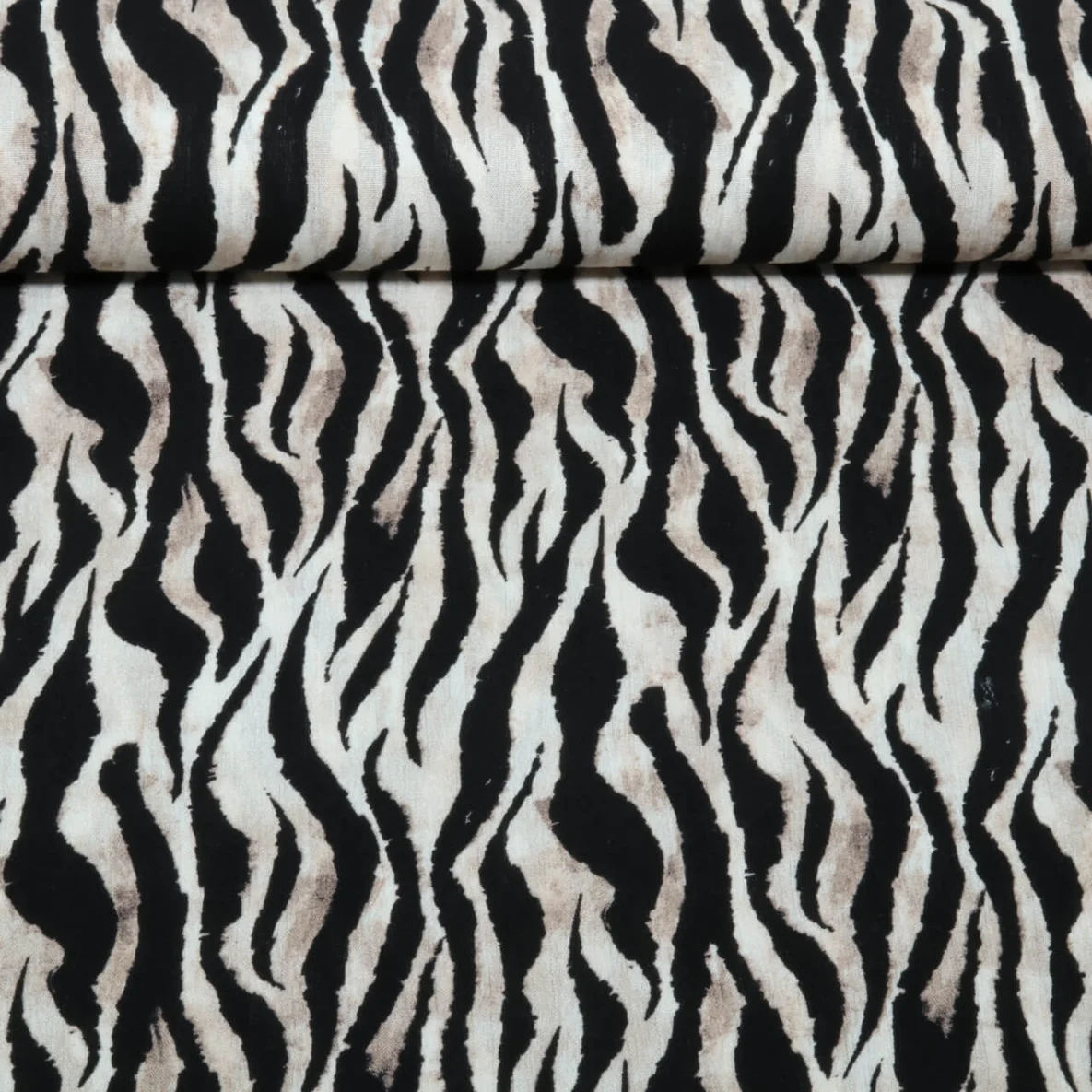 Viskose-Krepp Zebra Beige Schwarz