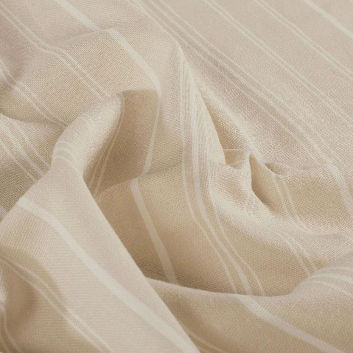 Viskose-Leinen Streifenmix Beige Weiß