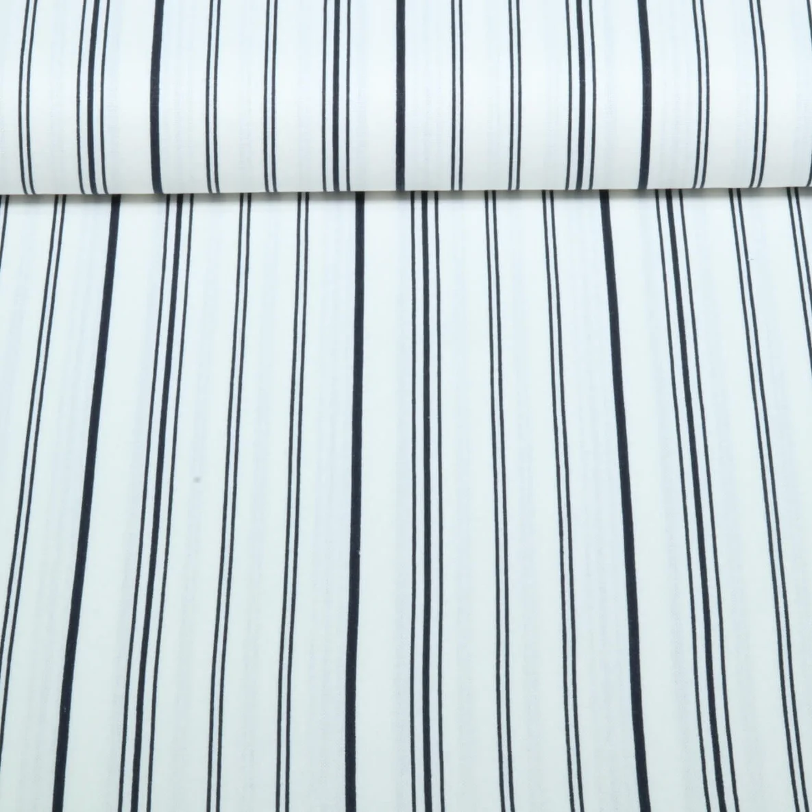 Viskose-Leinen Streifenmix Weiß Blau