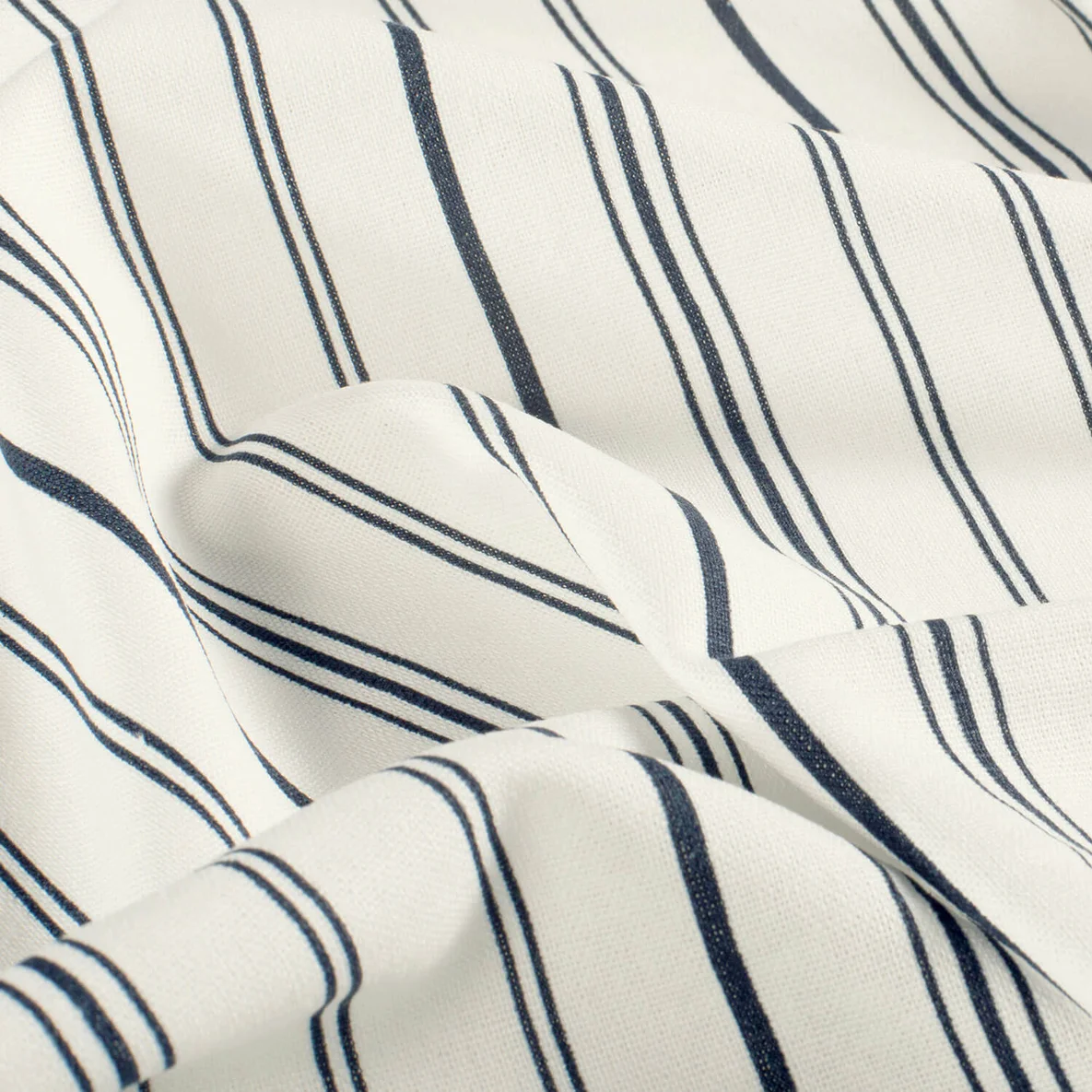 Viskose-Leinen Streifenmix Weiß Blau