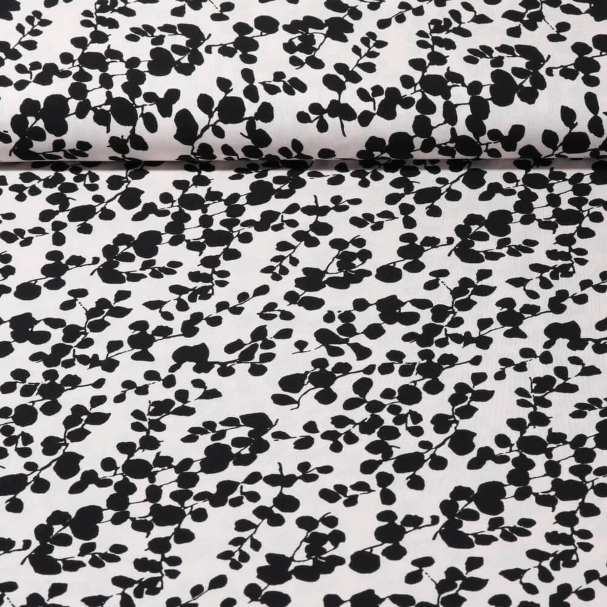 Viskose Popeline Blätterzweige Ecru