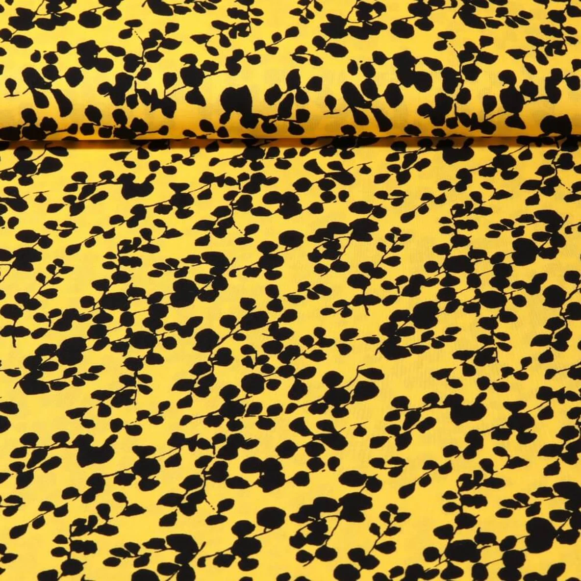 Viskose Popeline Blätterzweige Gelb