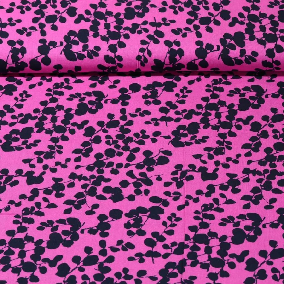 Viskose Popeline Blätterzweige Pink