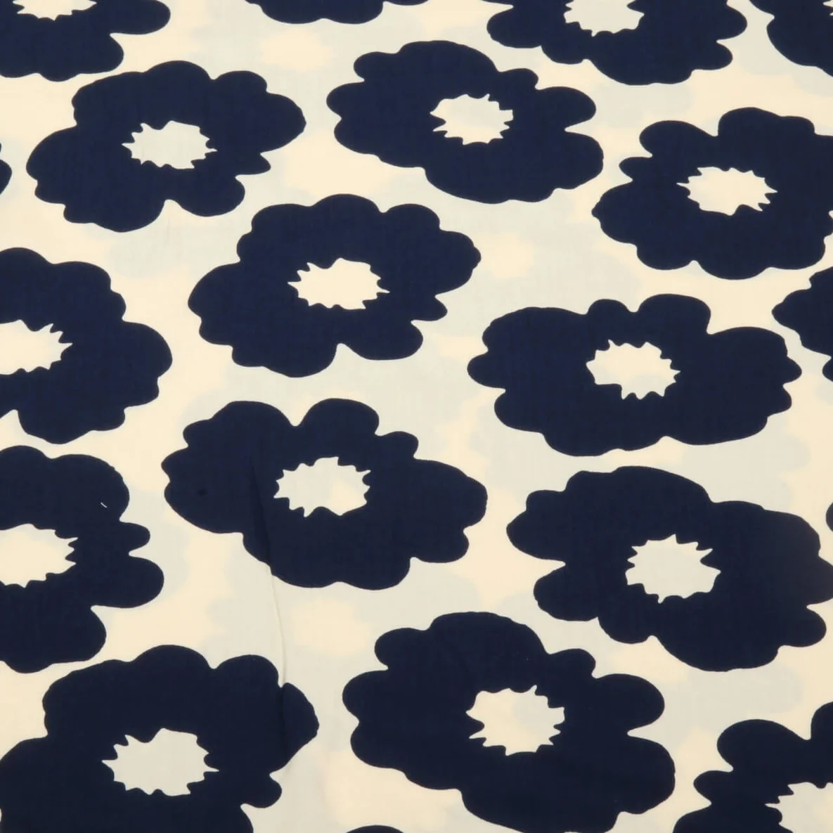 Viskose Popeline Blüten Blau Ecru