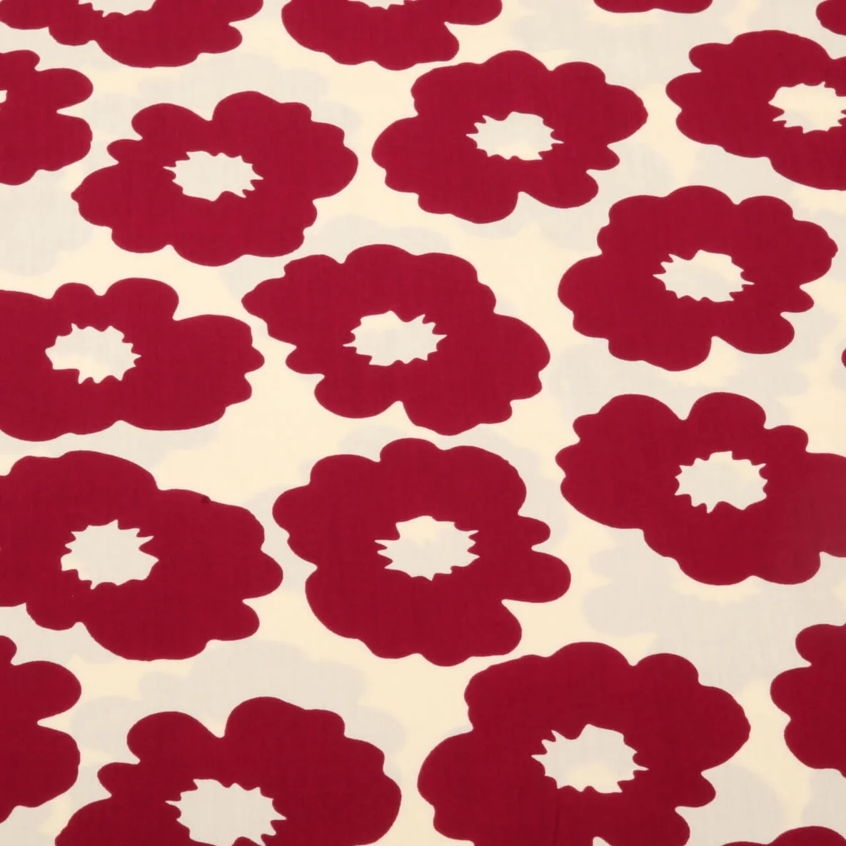 Viskose Popeline Blüten Kirschrot Ecru