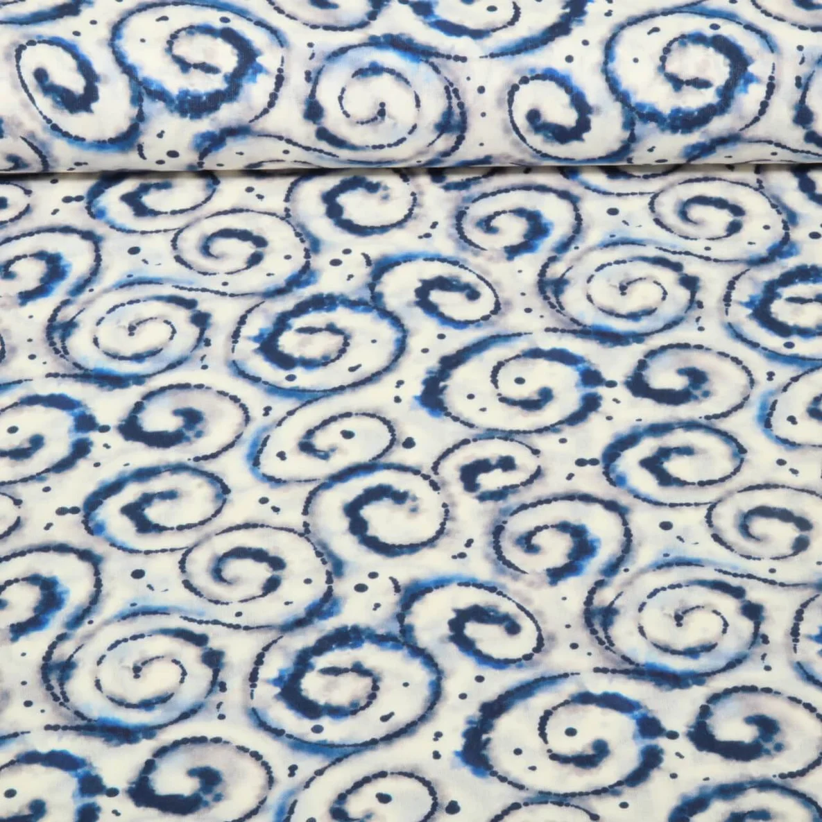 Viskose-Popeline Digitaldruck Tie Dye Blau