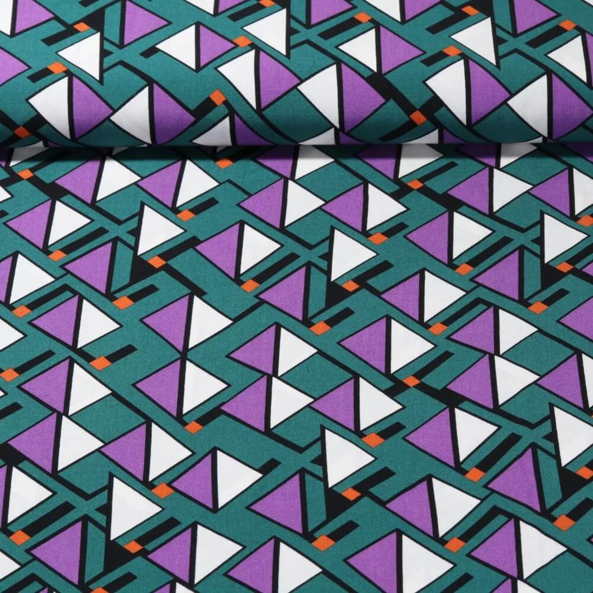 Viskose Popeline Dreiecke Petrolgrün