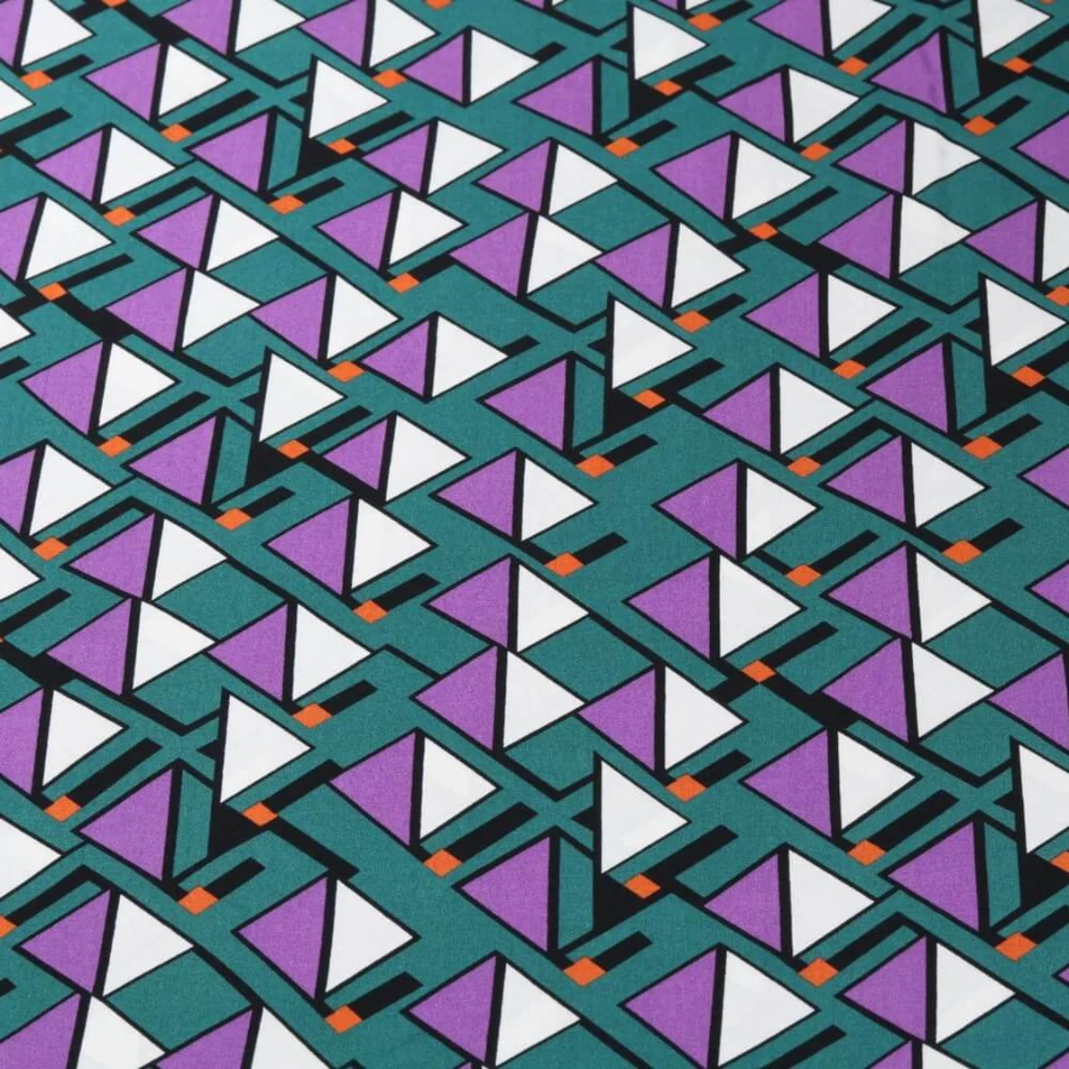 Viskose Popeline Dreiecke Petrolgrün