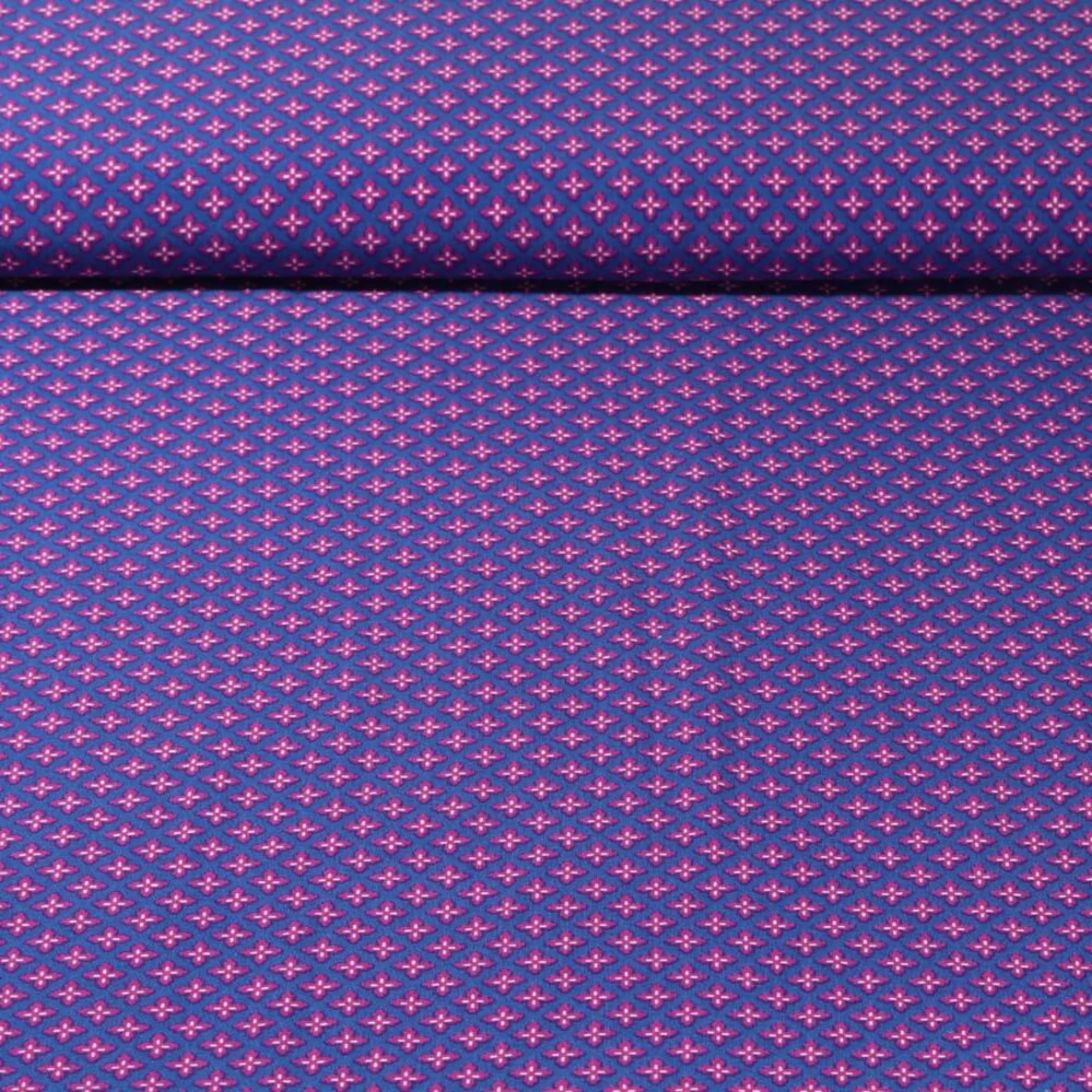 Viskose Popeline Kleine Blumen Royalblau