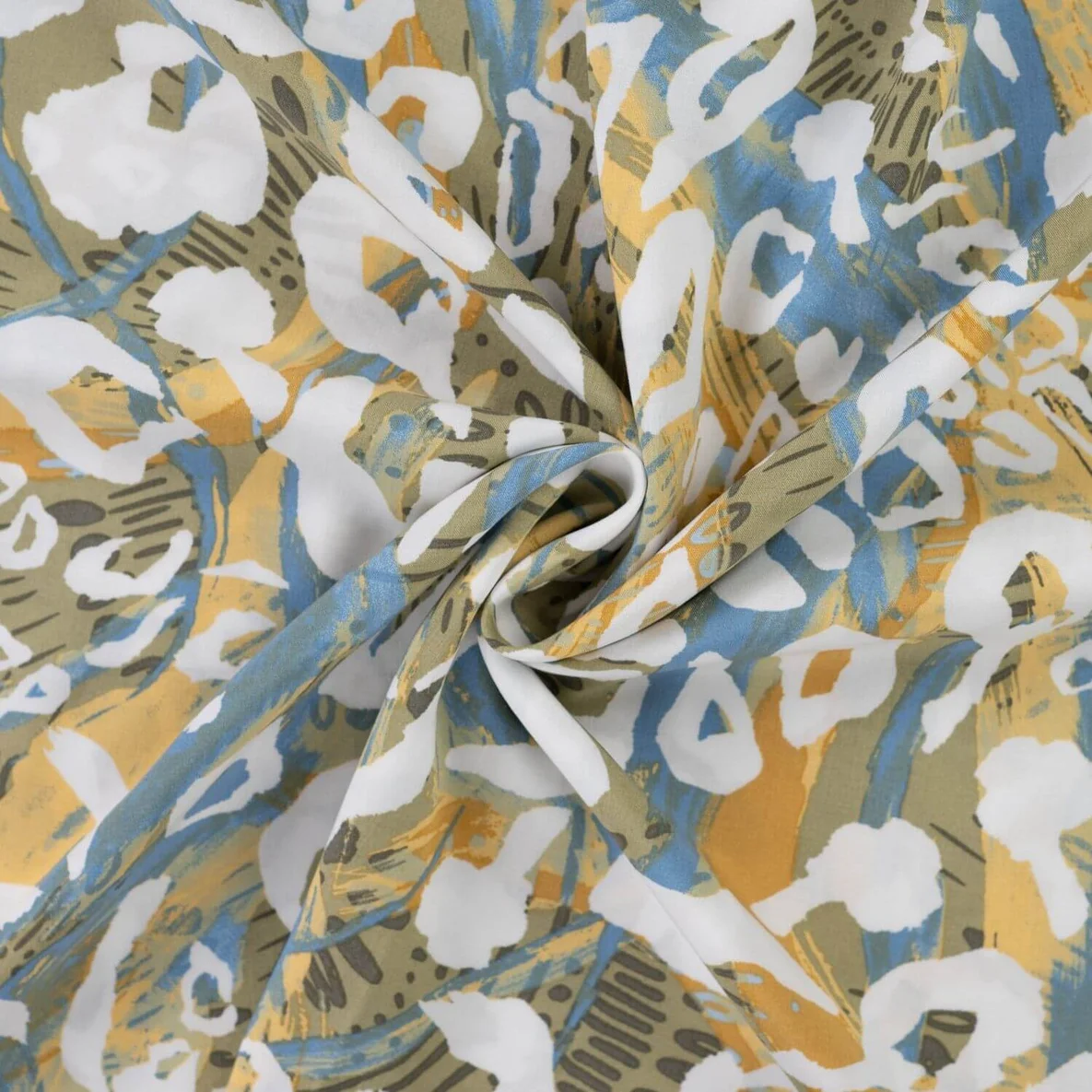 Viskose Popeline Leo Abstrakt Khaki
