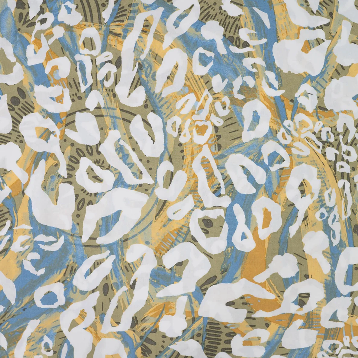 Viskose Popeline Leo Abstrakt Khaki