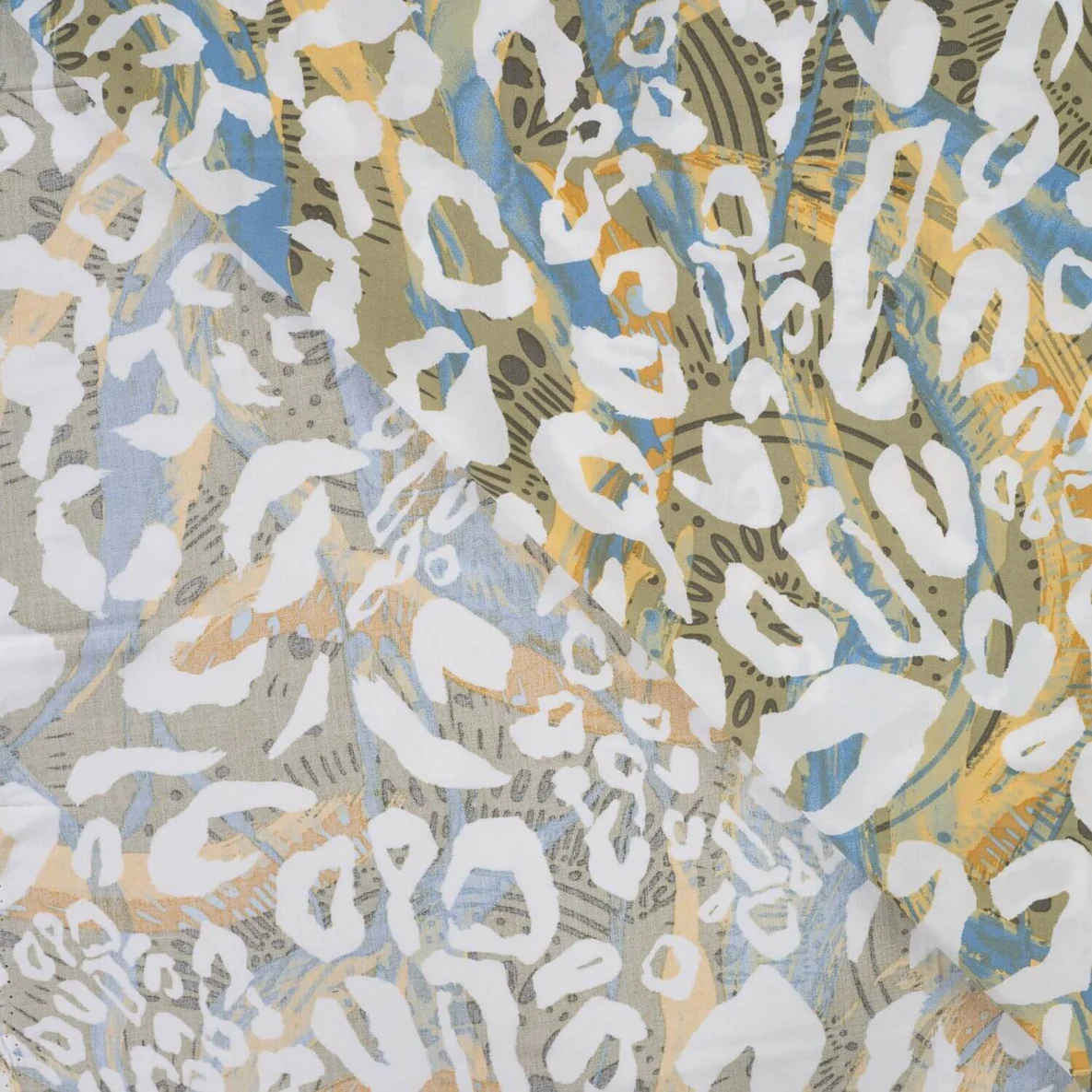 Viskose Popeline Leo Abstrakt Khaki