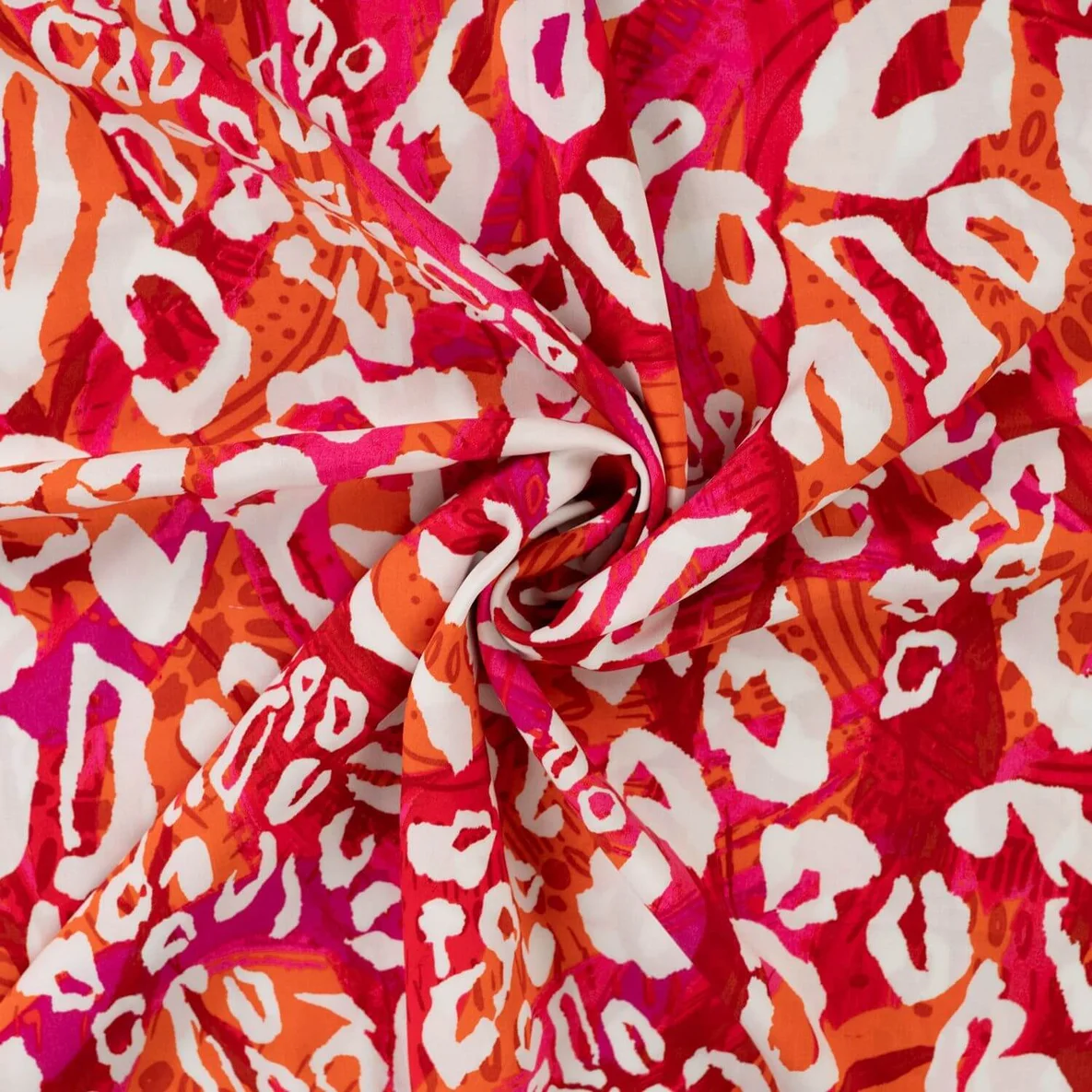 Viskose Popeline Leo Abstrakt Rot