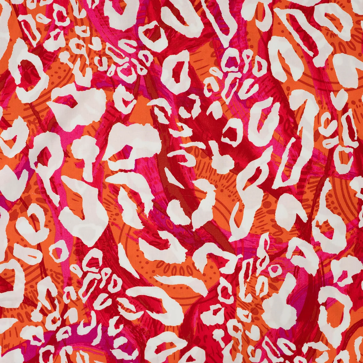 Viskose Popeline Leo Abstrakt Rot