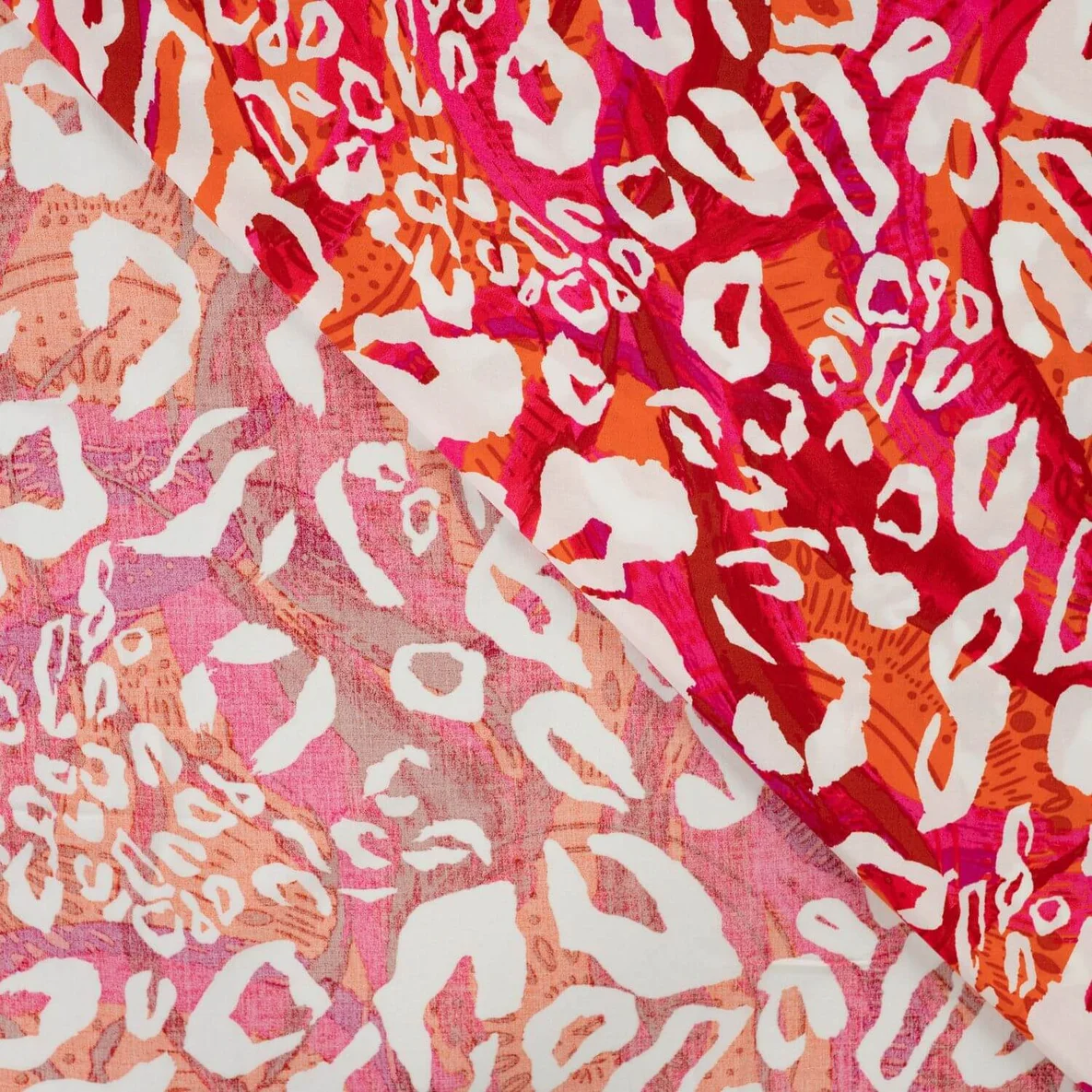 Viskose Popeline Leo Abstrakt Rot