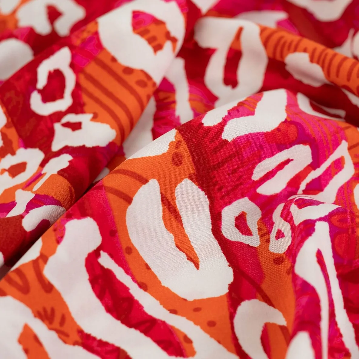 Viskose Popeline Leo Abstrakt Rot