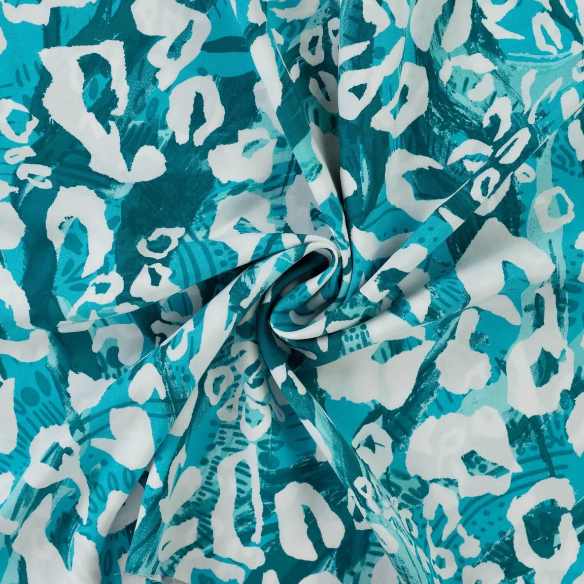 Viskose Popeline Leo Abstrakt Türkis