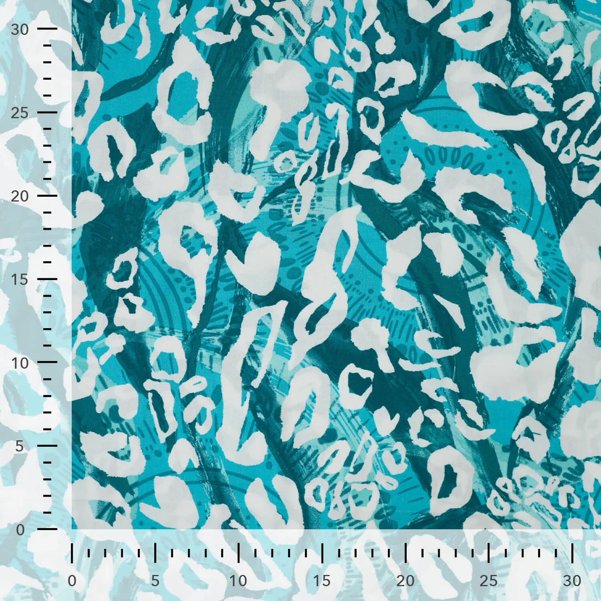 Viskose Popeline Leo Abstrakt Türkis