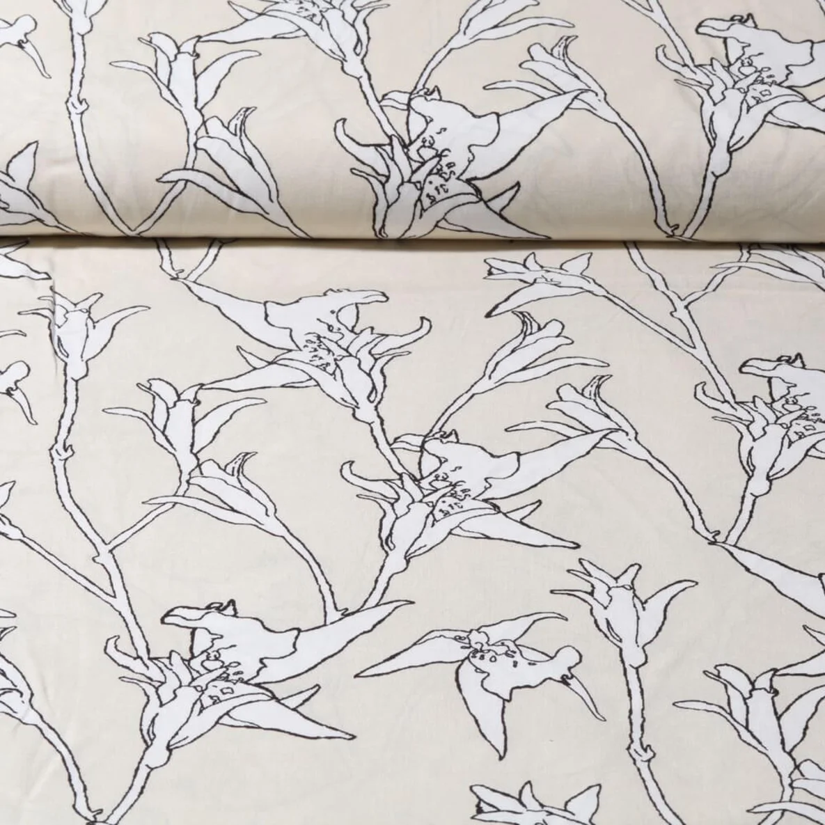 Viskose Popeline Lilien Ecru