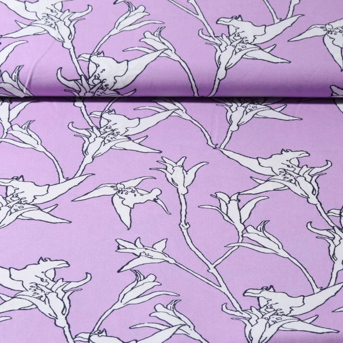 Viskose Popeline Lilien Flieder