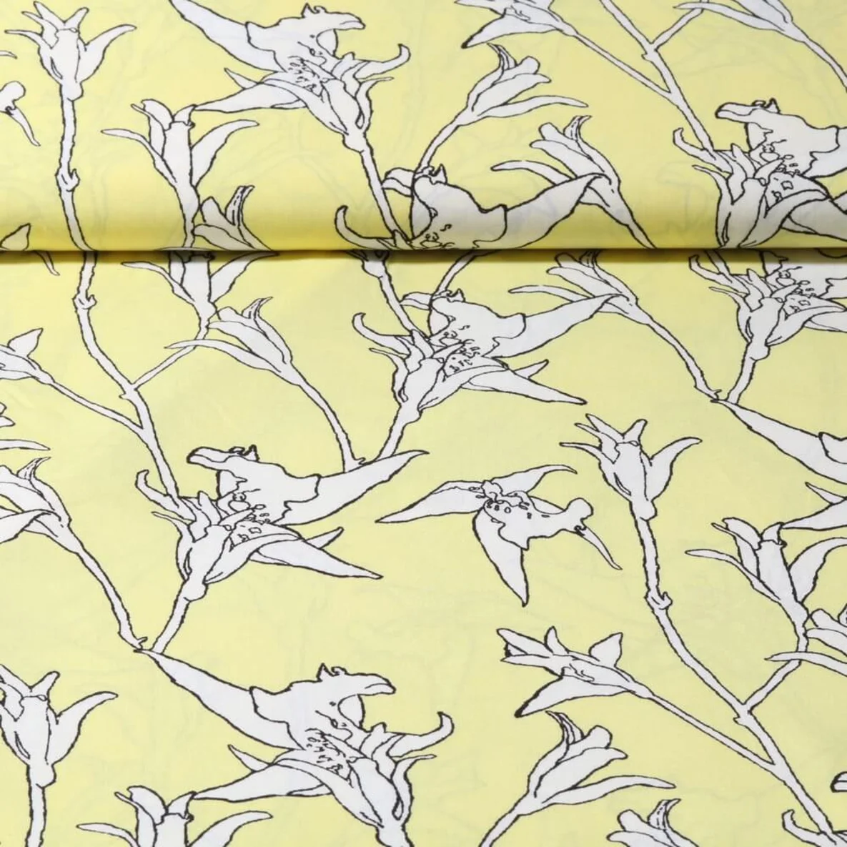 Viskose Popeline Lilien Gelb