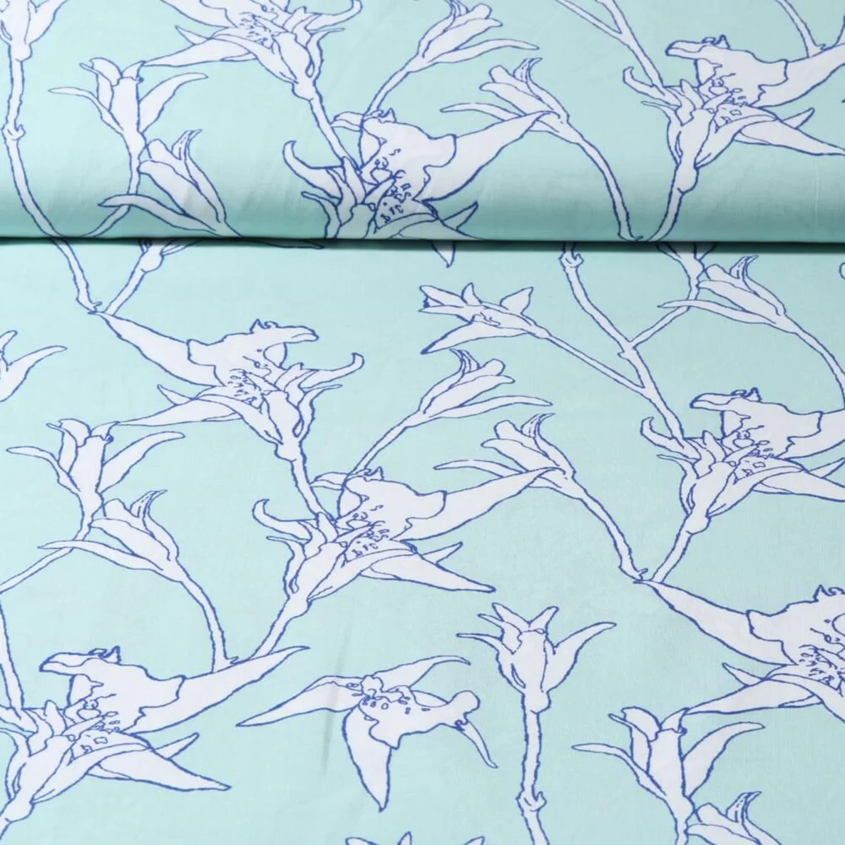 Viskose Popeline Lilien Mint