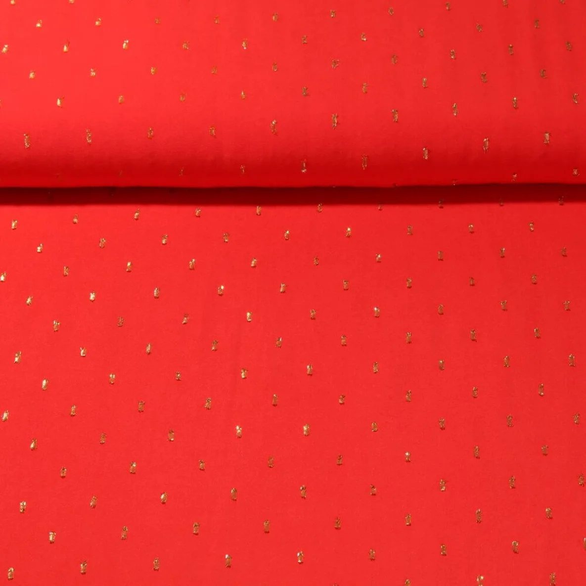 Viskose Popeline Lurex Rot