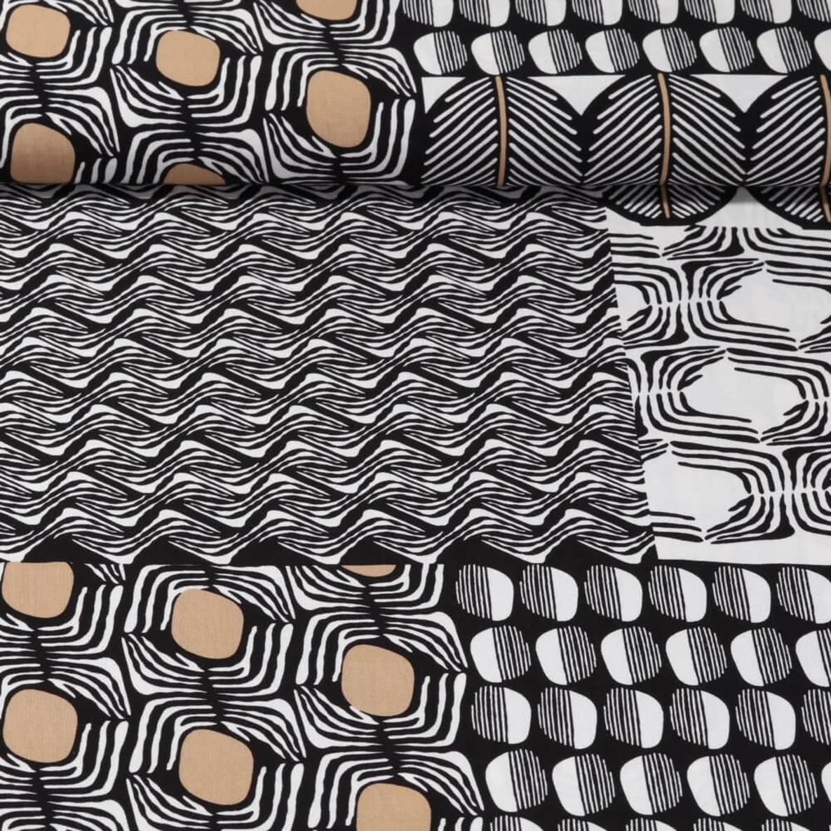 Viskose Popeline Mustermix Ecru Beige