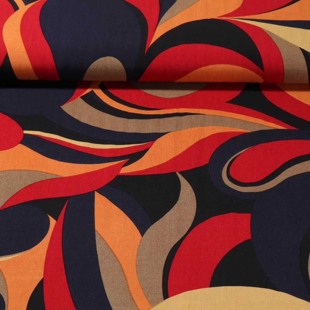 Viskose Popeline Retrotropfen Rot Orange